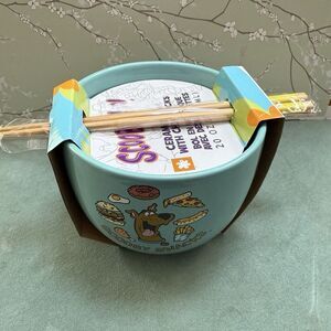 Scooby-Doo Scooby Snacks Ceramic Ramen Noodle Rice Bowl with Chopsticks NEW!
